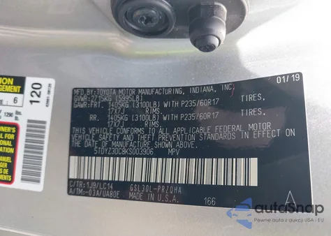 2019 Toyota Sienna Xle Premium 8 Passenger из США, поврежденный, VIN 5TDYZ3DC8KS003906